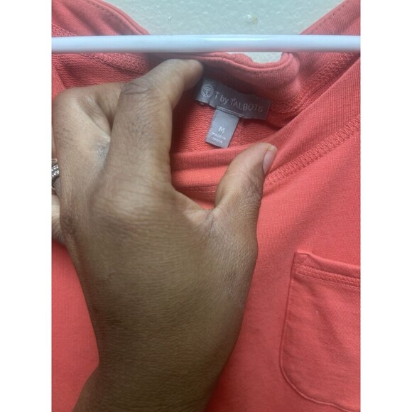 T By Talbots PIigment Dyed Terry Dress With Pocket size medium  orange red - Picture 4 of 8